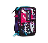 Mitama Astuccio Scuola 3 Scomparti, SUPER TRIPLO COLOR SPLASH GIRL, Contenuto 50 pz, Completo di Matite, Pennarelli, Portapenne Scuola Elementare Bambina