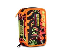 Mitama Astuccio Scuola 3 Scomparti, SUPER TRIPLO STRONG TIGER, Contenuto 50 pz, Completo di Matite, Pennarelli, Portapenne Scuola Elementare Bambino