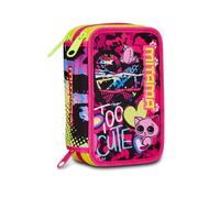 Mitama Astuccio Scuola 3 Scomparti, TOO CUTE, Contenuto 47 pz, Completo di Matite, Pennarelli, Portapenne Scuola Elementare Bambina