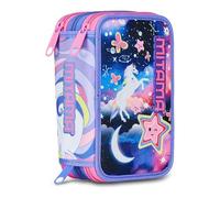 Mitama Astuccio Scuola 3 Scomparti, TRIPLO MAGIC PINK, Contenuto 47 pz, Completo di Matite, Pennarelli, Portapenne Scuola Elementare Bambina, 064512-000