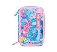 Mitama Astuccio Scuola 3 Scomparti, TRIPLO OCEANVIBES, Contenuto 47 pz, Completo di Matite, Pennarelli, Portapenne Scuola Elementare Bambina