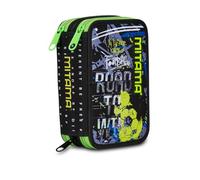 Mitama Astuccio Scuola 3 Scomparti, TRIPLO ROAD TO WIN, Contenuto 47 pz, Completo di Matite, Pennarelli, Portapenne Scuola Elementare Bambino