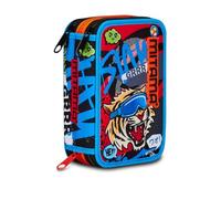 Mitama Astuccio Scuola 3 Scomparti, TRIPLO TIGER WILD, Contenuto 47 pz, Completo di Matite, Pennarelli, Portapenne Scuola Elementare Bambino