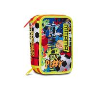 Mitama Astuccio Scuola 3 Scomparti, TRIPLO URBAN GAME, Contenuto 47 pz, Completo di Matite, Pennarelli, Portapenne Scuola Elementare Bambino