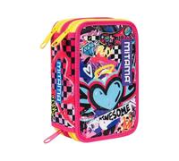 Mitama Astuccio Scuola 3 Scomparti, URBAN QUEEN, con pennarelli, matite, pastelli ecc..