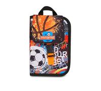 Mitama Astuccio Scuola 4 Zip, Nero, Portapenne Triplo Scomparto Completo Di Penne, Matite, Colori, Accessori Zaino, Scuola Elementare, Bambino