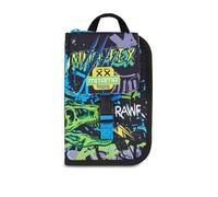 Mitama Astuccio Scuola 4 Zip, Nero, Portapenne Triplo Scomparto Completo Di Penne, Matite, Colori, Accessori Zaino, Scuola Elementare, Bambino