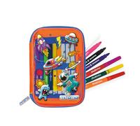 Mitama Astuccio Scuola Magic Pensil Case, Bambini, Arancione, Space, Completo di Pennarelli, Scuola e Tempo Libero