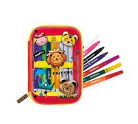 Mitama Astuccio Scuola Magic Pensil Case, Bambini, Giallo, Animal, Completo di Pennarelli, Scuola e Tempo Libero