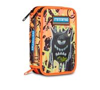 Mitama Astuccio Super Triplo CrazyMonster con SpinnyPen, Accessori Scuola Elementare, 50 pezzi, Portapenne con colori, 3 Scomparti, Bambini e bambine, multicolore