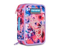 Mitama Astuccio Super Triplo FlowerFly con SpinnyPen, Accessori Scuola Elementare, 50 pezzi, Portapenne con colori, 3 Scomparti, Bambini e bambine, multicolore