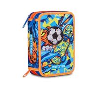 Mitama Astuccio Triplo Boy FunnySport c/Spinny pen, Accessori Scuola Elementare, 47 pezzi, Portapenne con colori, 3 Scomparti, Bambini e bambine, multicolore
