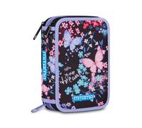 Mitama Astuccio Triplo TrendyFlowers c/Spinny pen, Accessori Scuola Elementare, 47 pezzi, Portapenne con colori, 3 Scomparti, Bambini e bambine, multicolore