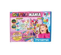 Mitama - Glitter Mania - Set Creativo per Bambini, Maxi Contenuto, 24 Accessori Glitter - 1 quadretto, Pennarelli