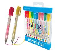 Mitama - Mini penna Gel Glitter e Neon, 10 PZ, punta 1MM con cappuccio, in Pet Box, Multicolore