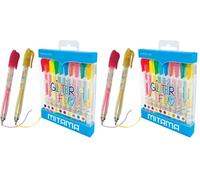 Mitama - Mini penna Gel Glitter e Neon, 10 PZ, punta 1MM con cappuccio, in Pet Box, Multicolore (Confezione da 2)