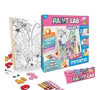 Mitama - Paint Lab, Scatola con fantastiche tele da decorare, 12 Colori Acrilici, 15 Gemme Scintillanti,Giochi Creativi Bambini