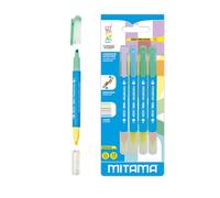 Mitama PASTEL TWICE - Evidenziatori Doppia punta colori pastello - Confezione da 4 pezzi - Colori assortiti. - Lunghezza 12,5 cm - Colori Scuola, Evidenziatori Scuola