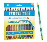 MITAMA Pastelli Cancellabili - Confezione da 18 pastelli - Mina 3.0 mm - Pastelli Colorati - Colori Scuola