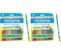 MITAMA Pastelli Cancellabili - Confezione da 36 pastelli - Mina 3.0 mm - Pastelli Colorati - Colori Scuola