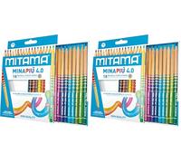 Mitama - Pastelli MINAPIU 4.0 - Confezione da 36 pastelli - Mina grande 4 mm resistente - diametro 7,5 mm - Spazio per il nome - Colori Scuola - Pastelli Astuccio Scuola