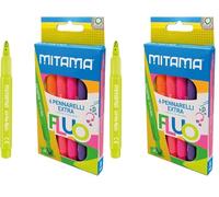 Mitama - Pennarelli Extra Fluo - Punta maxi - Astuccio da 6 pennarelli - Colori Neon - Tappo anti soffocamento - Punta maxi 5 mm - Colori Scuola - Pastelli Astuccio Scuola (Confezione da 2)