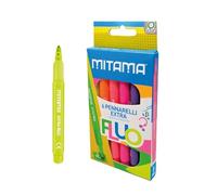 Mitama - Pennarelli Extra Fluo - Punta maxi - Astuccio da 6 pennarelli - Colori Neon - Tappo anti soffocamento - Punta maxi 5 mm - Colori Scuola - Pastelli Astuccio Scuola