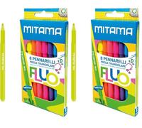 Mitama Pennarelli Fluo - Astuccio da 8 pennarelli - Colori Neon - Tappo anti soffocamento - Punta media 3 mm - Colori Scuola - Pastelli Astuccio Scuola (Confezione da 2)