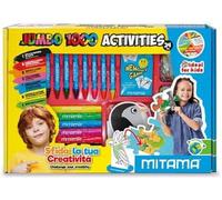 Mitama, Scatole Gioco JUMBO 1000 ACTIVITIES, 24 pz, Pennarelli Lavabili, Pastelli a Cera, Stickers, Book e Cards da Colorare, Giochi di Memoria, Giochi Creativi per Bambini, Giochi Formativi