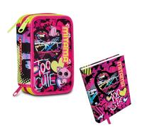 Mitama Set Astuccio Scuola 3 Scomparti con 47 Pezzi, Completo di Cancelleria, Pastelli, Pennarelli, con Diario Coordinato (Unicorno)