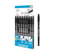 Mitama Sferix Penne a Sfera Nere, Confezione da 10 Pezzi, Punta Media 1,0 mm, Inchiostro Scorrevole, Penne con Presa Antiscivolo per Scuola, Ufficio e Appunti
