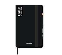 MITAMA Taccuino Large NERO - MEMO BOOK - NOTEBOOK - Copertina Soft Touch - Tasca interna + Matita Inclusa - Fogli a Quadretti 5 mm - 13 x 21 cm