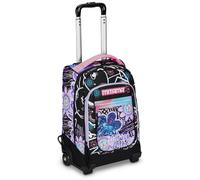 Mitama Trolley DR Junior Scuola Flower Fashion,Con Mega Scomparto e Doppia Maniglia, Viola e Nero, Scuola Elementare e Tempo Libero, Bambina Ragazza