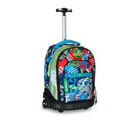 Mitama Trolley Run Scuola Fluo Rex,Doppio Scomparto, Blu e Verde, Scuola Elementare e Tempo Libero, Bambino Ragazzo