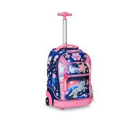 Mitama Trolley Run Scuola Macic Pink,Doppio Scomparto, Rosa e Viola, Scuola Elementare e Tempo Libero, Bambina Ragazza