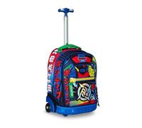 Mitama Trolley Run Scuola Mysterious Warriors,Doppio Scomparto, Blu e Arancione, Scuola Elementare e Tempo Libero, Bambino Ragazzo