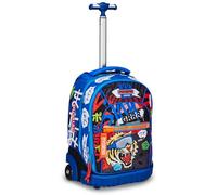 Mitama Trolley Run Scuola Tiger Wild,Doppio Scomparto, Blu, Scuola Elementare e Tempo Libero, Bambino Ragazzo