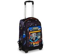 Mitama Trolley Scuola DR Junior CYBERPLAY, Nero, Con Mega Scomparto e Doppia Maniglia, Scuola Elementare e Media, Trolley Tempo Libero, Bambino e Ragazzo