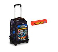 Mitama Trolley Scuola DR Junior CYBERPLAY, Nero, Mega Scomparto + Astuccio Mitamini Animals, Chiusura con Zip, In Silicone, Arancione, Bambino, Scuola Elementare