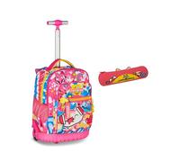 Mitama Trolley Scuola Run Maxi CATROCK, Fucsia, Doppio Scomparto + Astuccio Mitamini Animals Mitama, Chiusura con Zip, In Silicone, Rosa, Bambina, Scuola Elementare