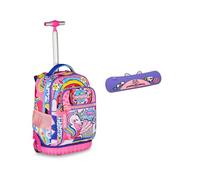 Mitama Trolley Scuola Run Maxi DAISYPOP, Rosa, Doppio Scomparto + Astuccio Mitamini Animals, Chiusura con Zip, In Silicone, Lavanda,Bambina, Scuola Elementare