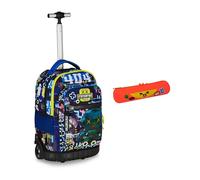 Mitama Trolley Scuola Run Maxi GAMING404, Blu, Doppio Scomparto + Astuccio Mitamini Animals, Chiusura con Zip, In Silicone, Arancione, Bambino, Scuola Elementare