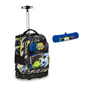 Mitama Trolley Scuola Run Maxi MANGABALL, Nero, Doppio Scomparto + Astuccio Mitamini Animals Mitama, Chiusura con Zip, In Silicone, Blu, Bambino, Scuola Elementare