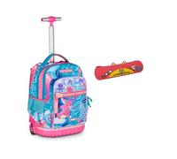 Mitama Trolley Scuola Run Maxi OCEANVIBES, Turchese, Doppio Scomparto + Astuccio Mitamini Animals, Chiusura con Zip, In Silicone, Rosa, Bambina, Scuola Elementare