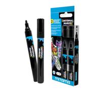 Mitama - Universal Marker - Pennarelli acrilici Colore nero - Astuccio da due pezzi - Inchiostro a base acqua - Punta 2,8 mm - Colori adatti a tutte le superfici