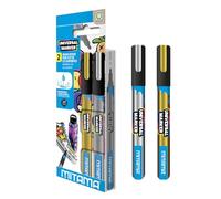 Mitama - Universal Marker - Pennarelli acrilici Colore ORO e ARGENTO - Astuccio da due pezzi - Inchiostro a base acqua - Punta 2,8 mm - Colori adatti a tutte le superfici