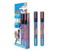 Mitama - Universal Marker - Pennarelli acrilici Colore VIOLA e ROSA BRILLANTE - Astuccio da due pezzi - Inchiostro a base acqua - Punta 2,8 mm - Colori adatti a tutte le superfici