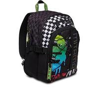 Mitama Zaino Scuola - #BDBF FLUO SPOTS, Nero - Zaino Triplo Scomparto Impermeabile - Tasca Porta Borraccia - Porta USB Integrata - Larghezza Regolabile- Zaino Scuola Ragazzi, Zaino Scuola Media, Liceo