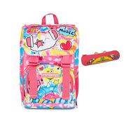 Mitama Zaino Estensibile 4 Zip, CATROCK, Fucsia, Doppio Scomparto + Astuccio Mitamini Animals, Chiusura con Zip, In Silicone, Rosa, Bambina, Scuola Elementare