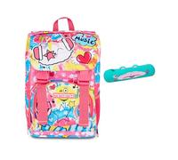 Mitama Zaino Estensibile 4 Zip, CATROCK, Fucsia, Doppio Scomparto + Astuccio Mitamini Animals, Chiusura con Zip, In Silicone, Verde, Bambina, Scuola Elementare